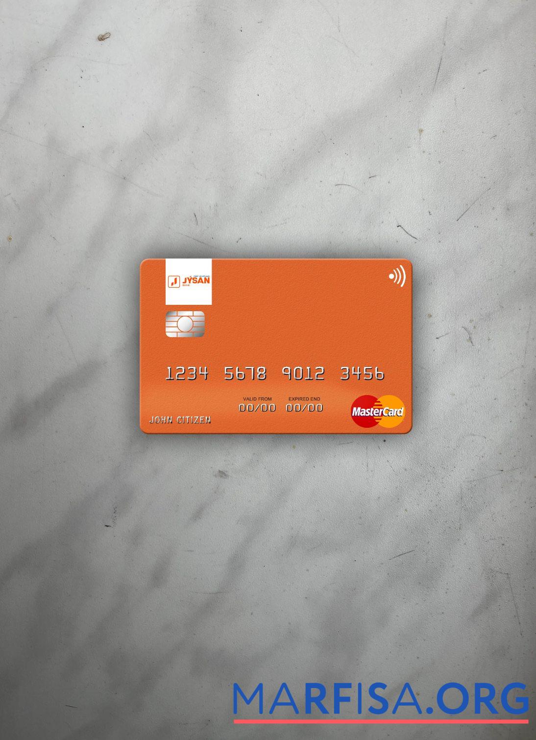 Downloadable Kazakhstan First Heartland Jýsan Bank mastercard photolook front download for verification